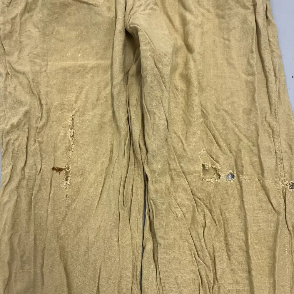 Vintage 50s Chico Slack Tan Rayon Pattern Trousers 36x29